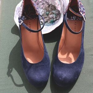 Audley Suede Blocky Heel with Colored Accents